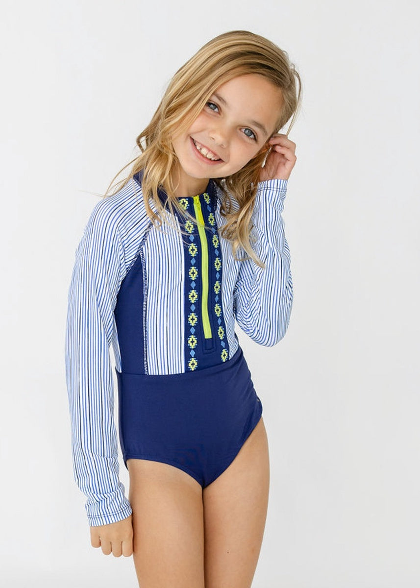  Cabana Life Girls Seaside Long Sleeve One-Piece - 4 - Bonton