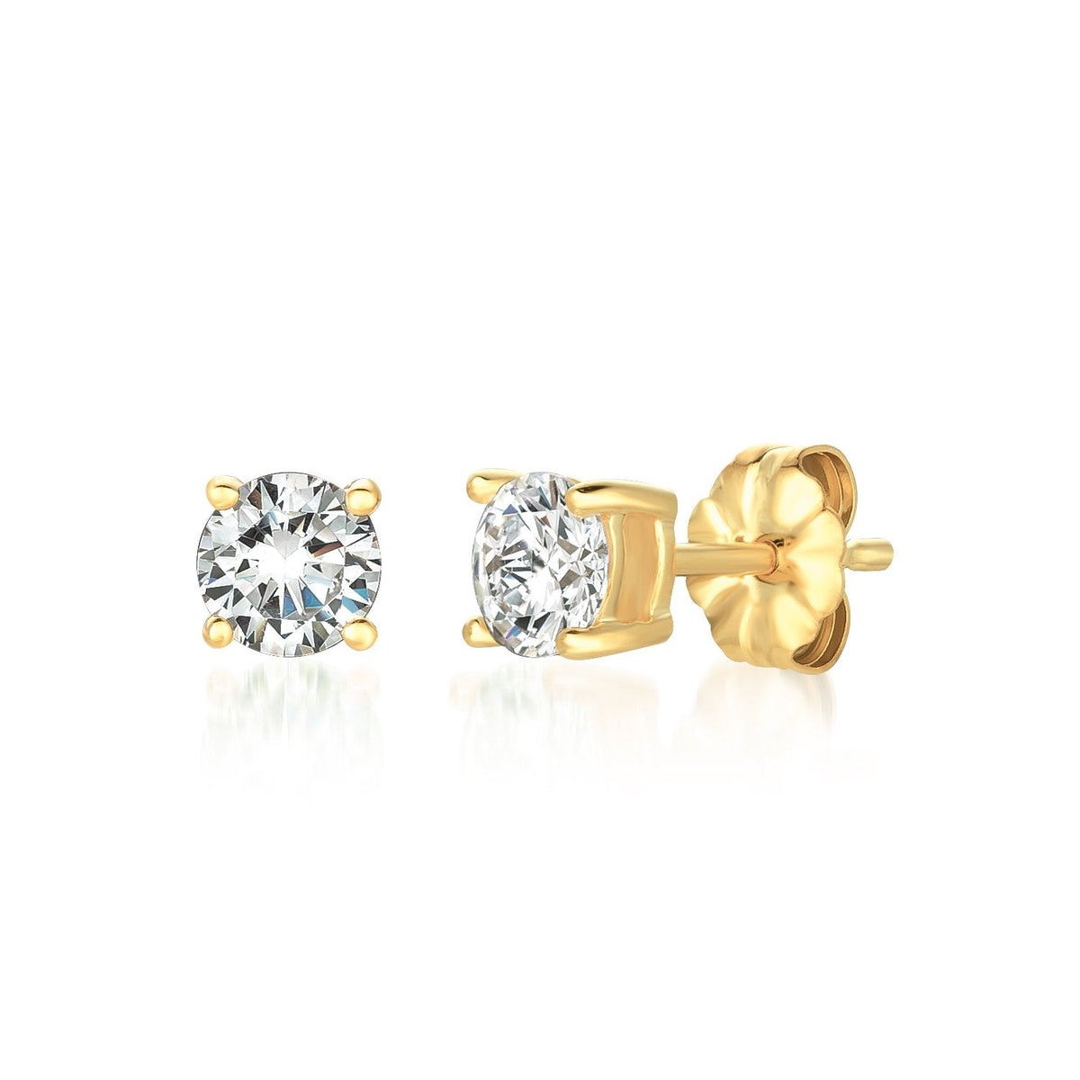  CRISLU 1ct Brilliant Stud Earrings in Gold - 18kt Yellow Gold - Bonton