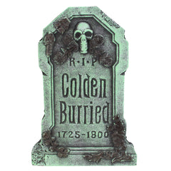 Floral and Skull "RIP Colden Burried" Halloween Tombstone Yard Decoration - 28.5"