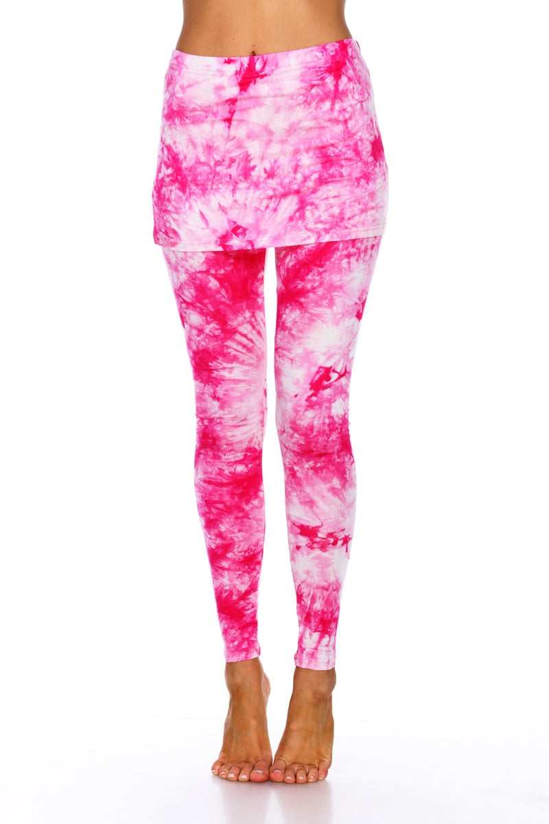  White Mark Tie Dye Skirted Leggings - S - Bonton