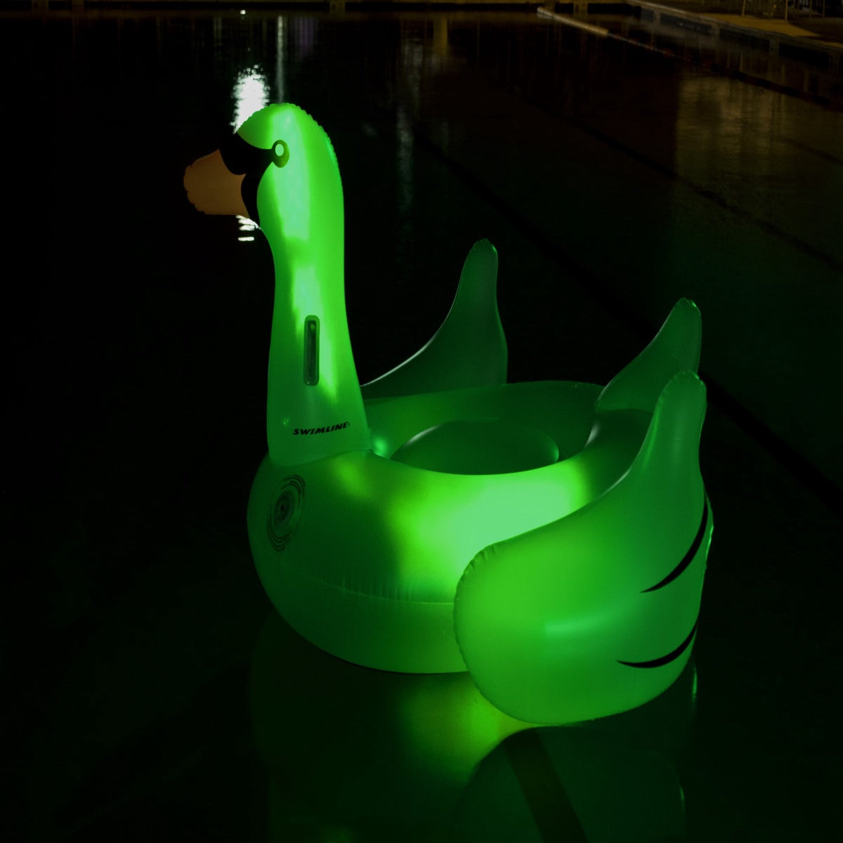  Swim Central Inflatable LED Lighted Color Changing Swimming Pool Ride-on Swan Float Lounger - 75