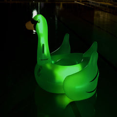 Inflatable LED Lighted Color Changing Swimming Pool Ride-on Swan Float Lounger - 75"