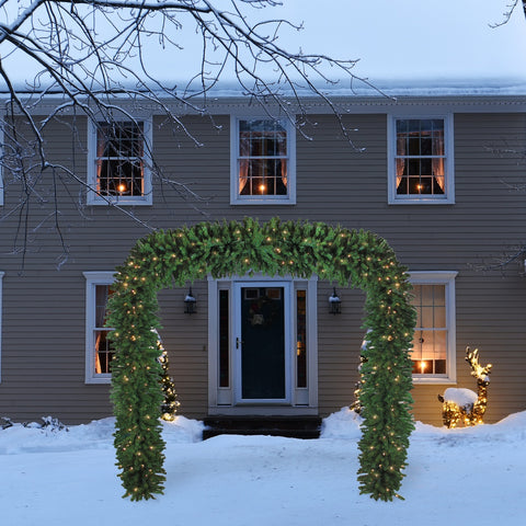 Pre-Lit Pine Artificial Christmas Archway Decoration - 9' X 8' - Clear Lights