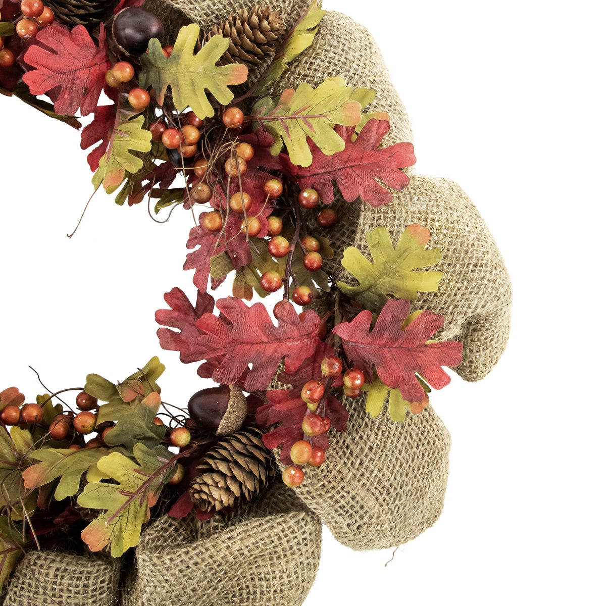  Northlight Rustic Burlap Fall Harvest Wreath With Acorns and Berries  18-Inch - Default Title - Bonton