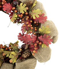 Rustic Burlap Fall Harvest Wreath With Acorns and Berries  18-Inch