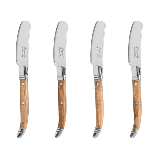 Connoisseur Laguiole Set of 4 Spreaders With Olive Wood Handles