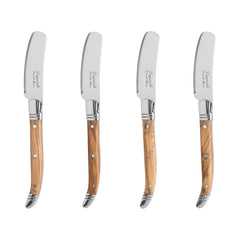 Connoisseur Laguiole Set of 4 Spreaders With Olive Wood Handles