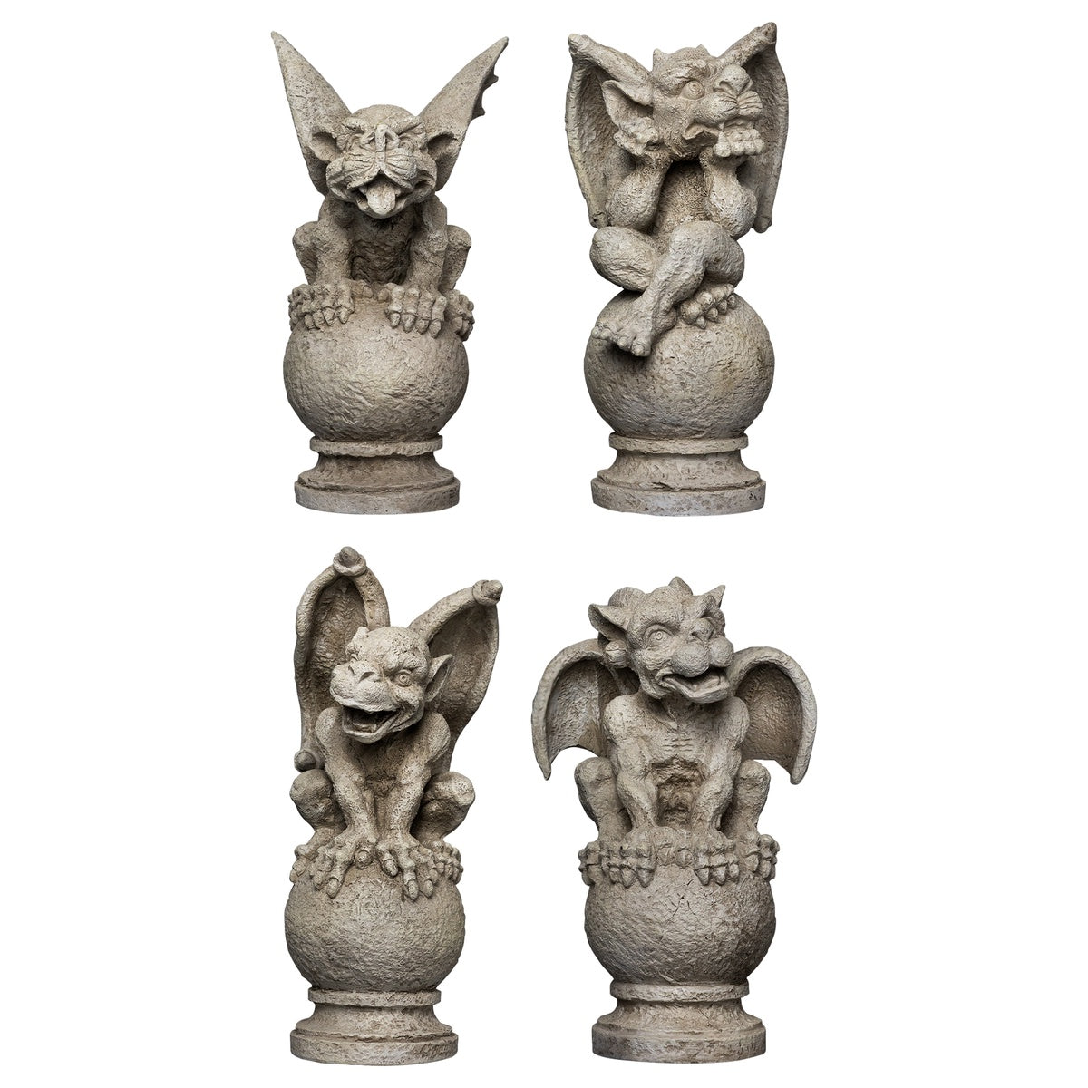  Northlight Set of 4 Gargoyles on Pedestals Outdoor Garden Statues 13