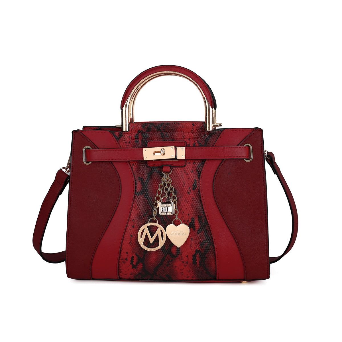  MKF Collection Cassia Snake Embossed Vegan Leather Womens Satchel Handbag - Snake Black - Bonton