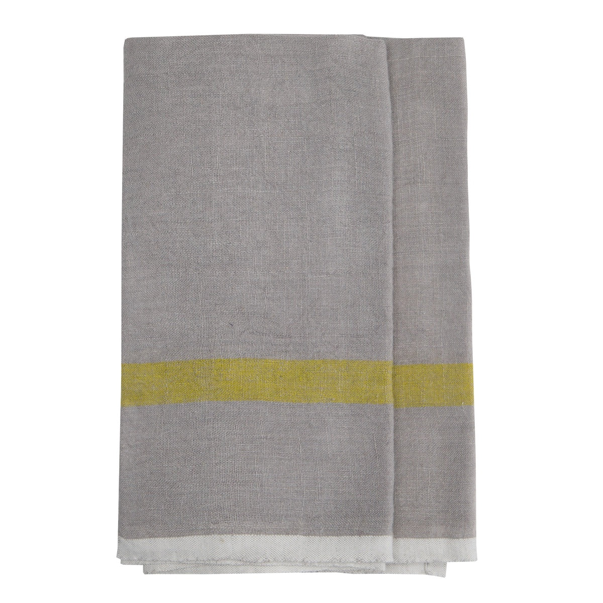  Caravan Laundered Linen Towels, Set of 2 - Grey & Lime - Bonton