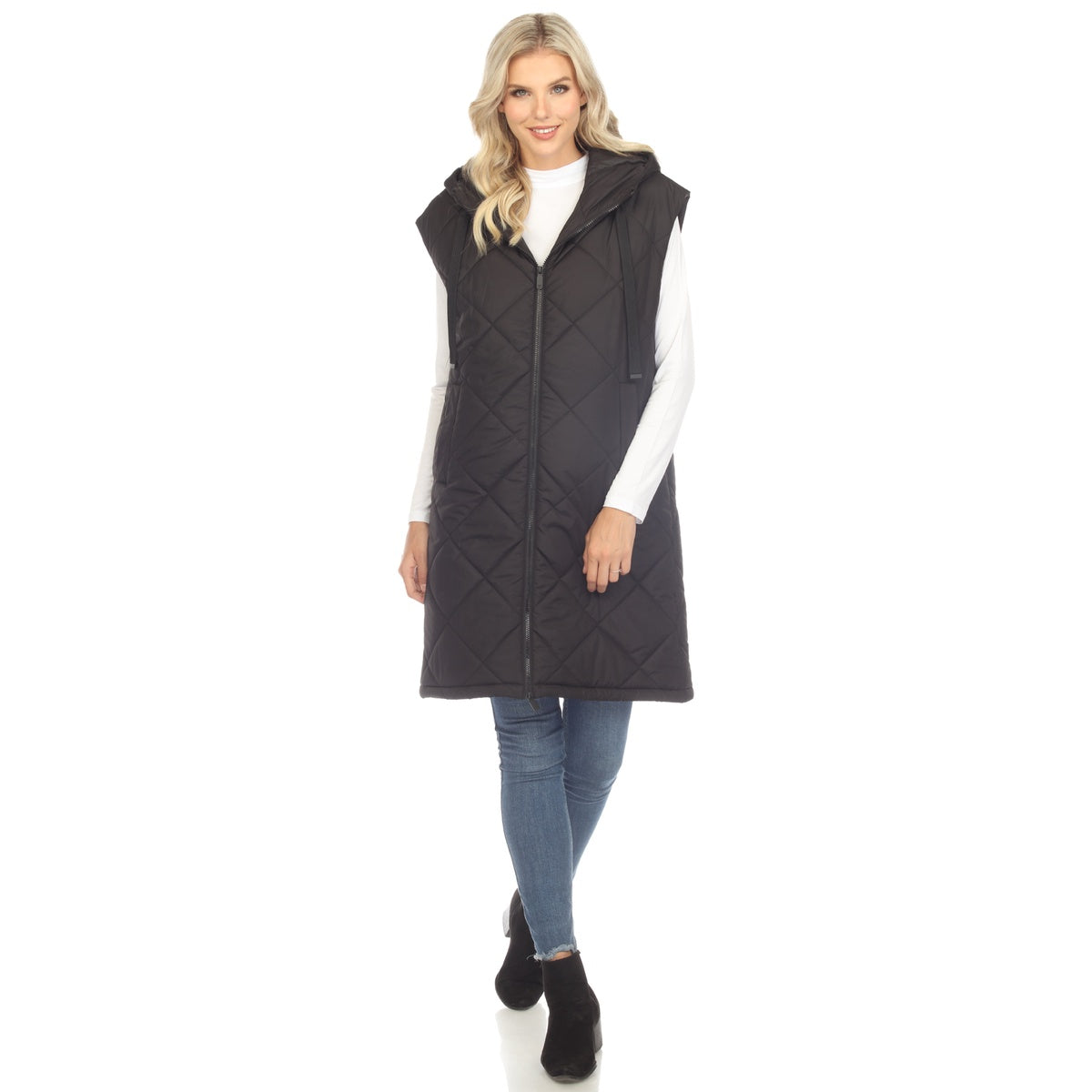  White Mark Women's Diamond Quilted Hooded Puffer Vest - Small - Bonton