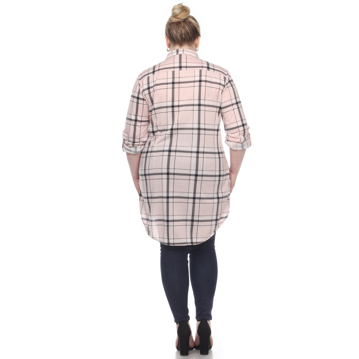  White Mark Plus Size Plaid Tunic Top - 1X - Bonton