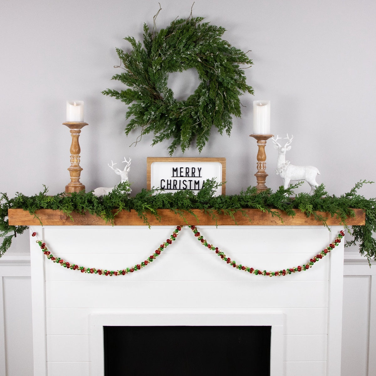  Northlight 5' Green  Gold and Red Jingle Bell Christmas Garland  Unlit - Default Title - Bonton