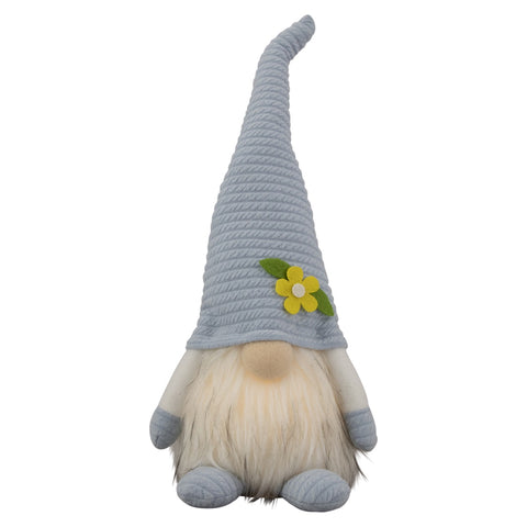 12.25" Lighted Blue Spring Gnome With Flower Hat