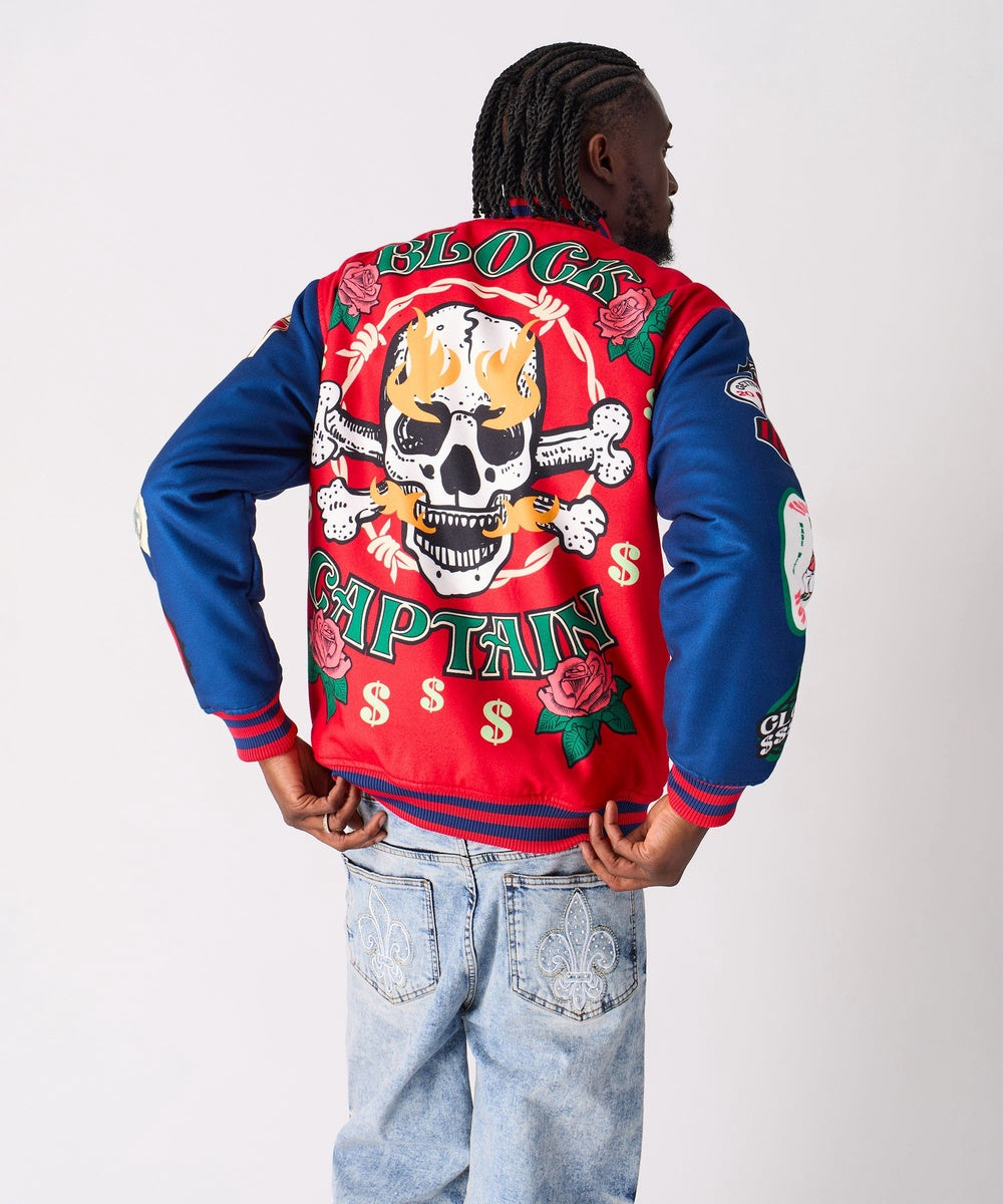  Reason Clothing Captain Varsity Jacket - Red - RED - Bonton