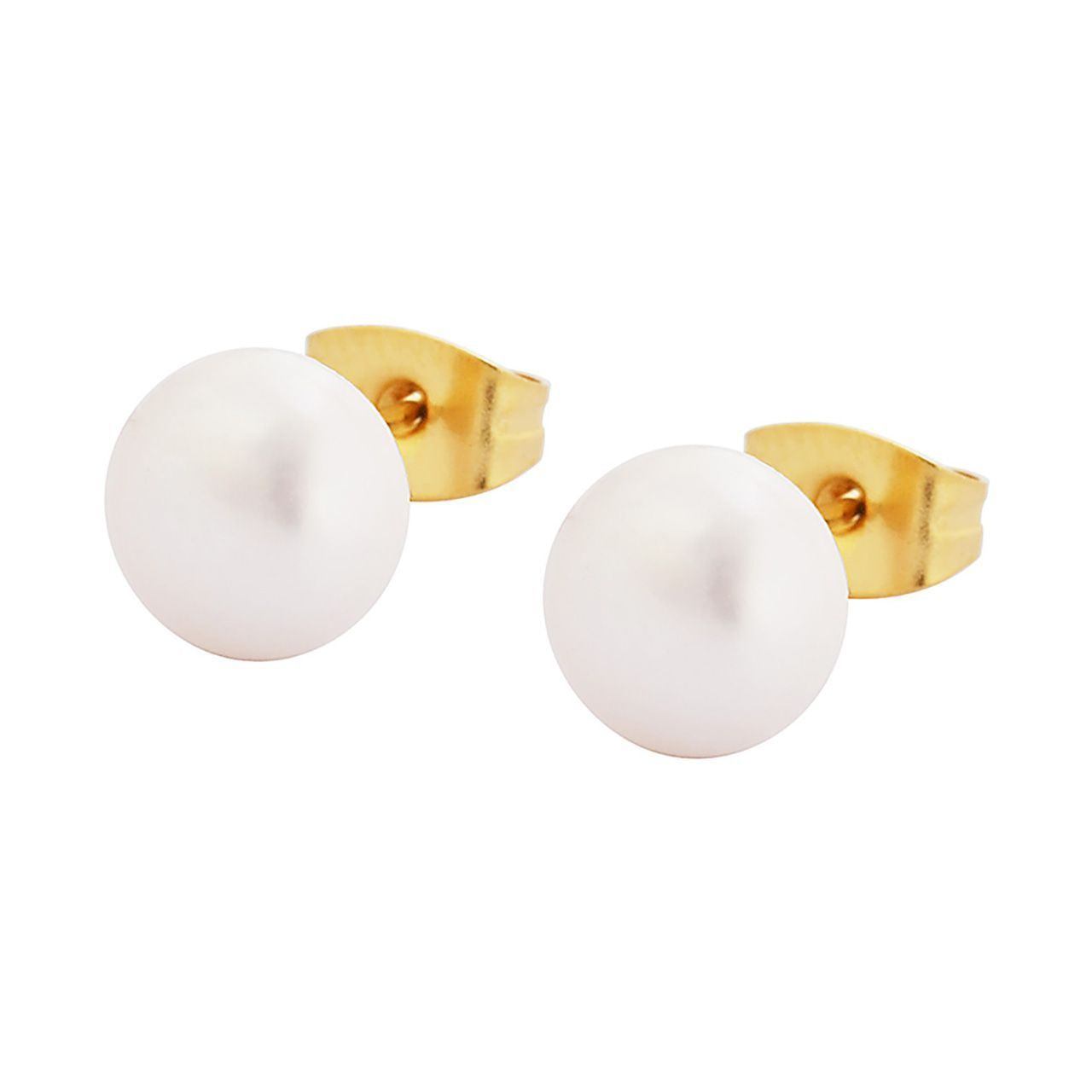  Gemesis Jewels by Edforce Classic Pearl Stud Earrings - Silver - Bonton