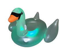 75" Inflatable Giant LED Lighted Color Changing Swimming Pool Ride-On Swan Float Lounger