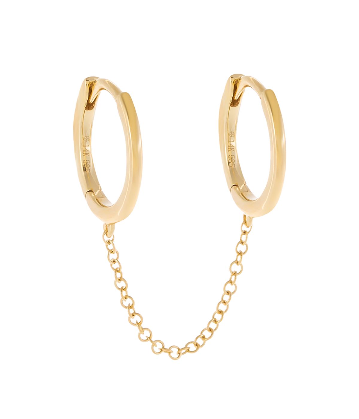  By Adina Eden Solid Double Huggie Chain Earring 14K Gold - Gold - Bonton