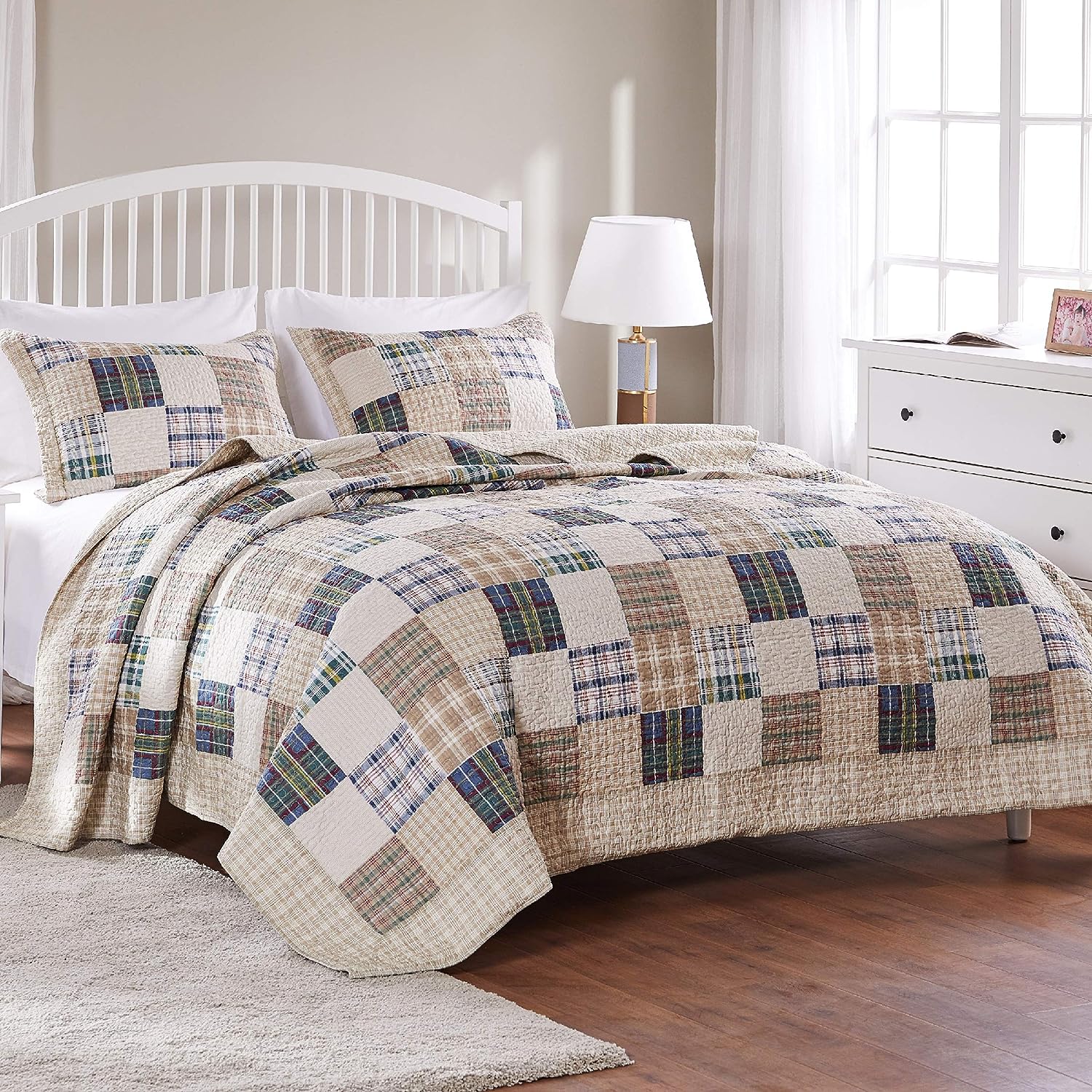  Greenland Home Fashions Oxford Reversible Quilt Set - Multi - Bonton