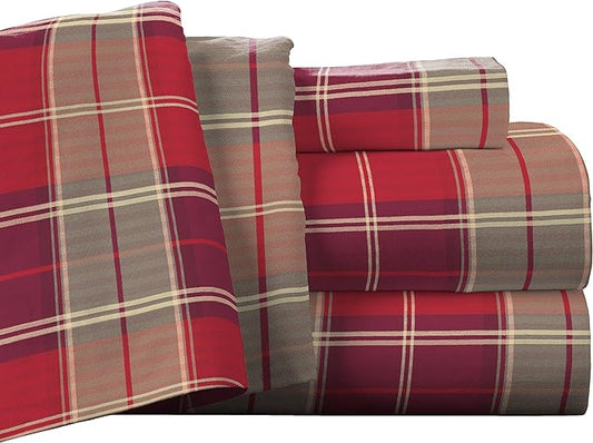 Solid & Print Flannel Sheet Sets - Piedmont Plaid