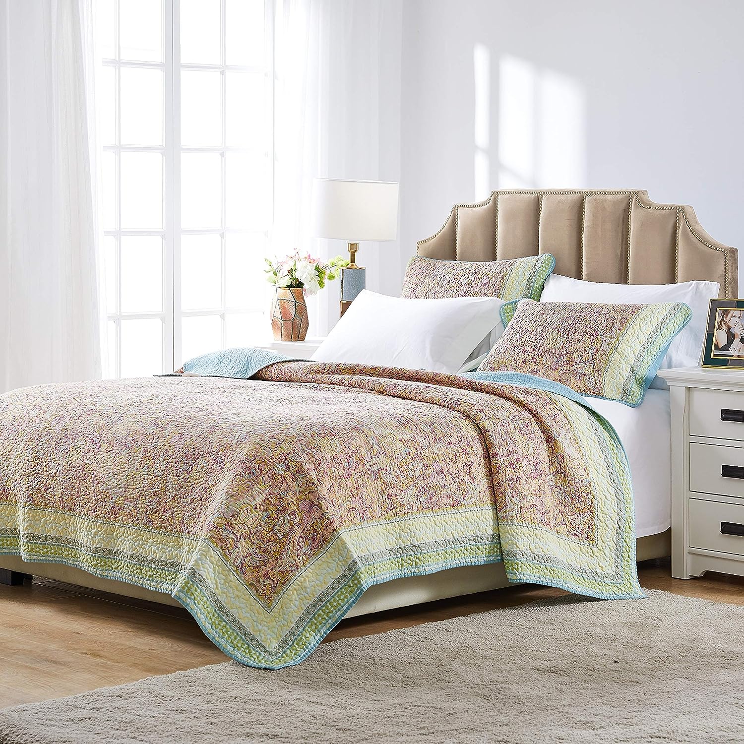  Greenland Home Fashions Palisades Contemporary Quilt Set - Pastel - Bonton