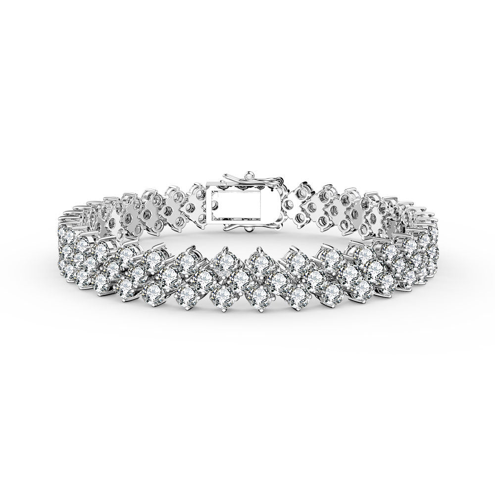  Genevive Modern White Gold Plated Cubic Zirconia Three Row Bracelet - Default Title - Bonton