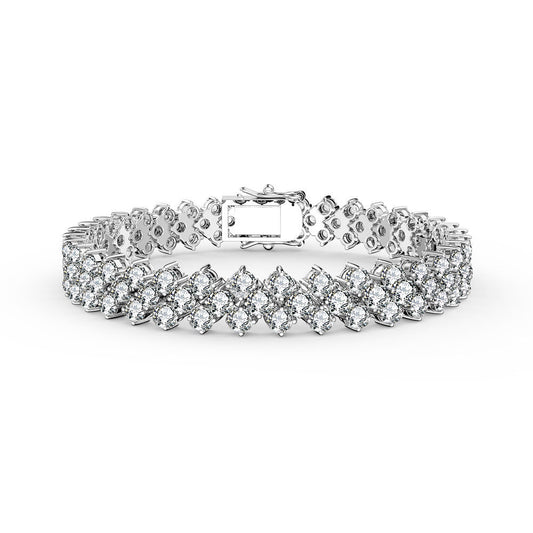 Modern White Gold Plated Cubic Zirconia Three Row Bracelet