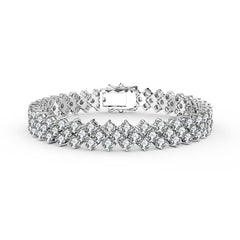 Modern White Gold Plated Cubic Zirconia Three Row Bracelet