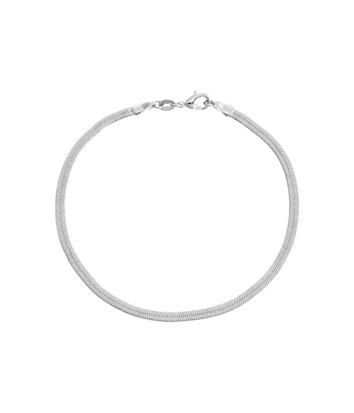  By Adina Eden Herringbone Anklet Gold Filled Silver - Silver - Bonton