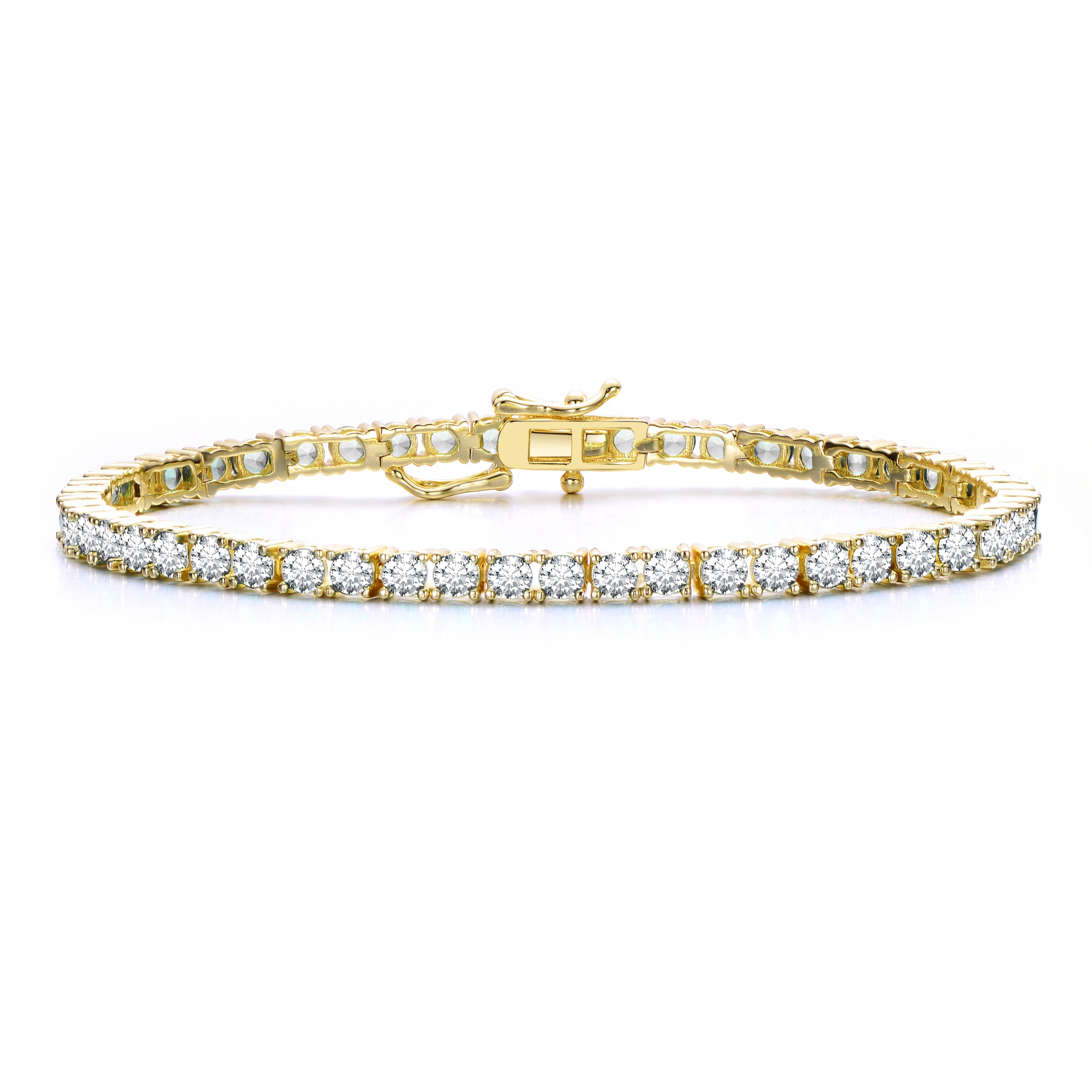 Rachel Glauber Genevive 4K Gold Plated Cubic Zirconia Tennis Bracelet in Emerald, Ruby, and Sapphire - 7.25 inch - Bonton