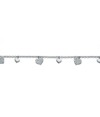 Rhodium Plated Cubic Zirconia Heart Charm Bracelet