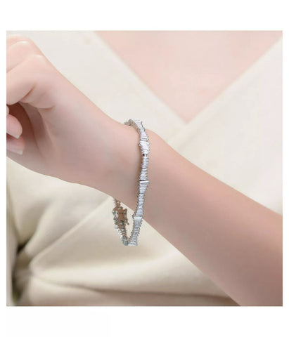 Rhodium Plated Clear Cubic Zirconia Tennis Bracelet