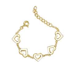 14k Yellow Gold Plated Forever Heart Toddler Bracelet, Adjustable in Length, 1-6yrs