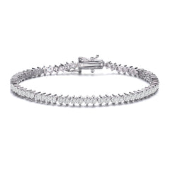White Gold Plated Clear Round Cubic Zirconia Tennis Bracelet