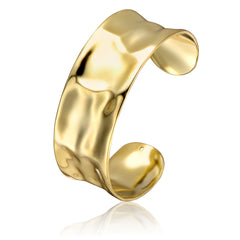 14k Gold Plated Hammered Finish Bangle Bracelet Cuff