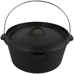 Large Pre-Seasoned Cast Iron Dutch Oven Pot with Lid and Handle - 8 qt - Black