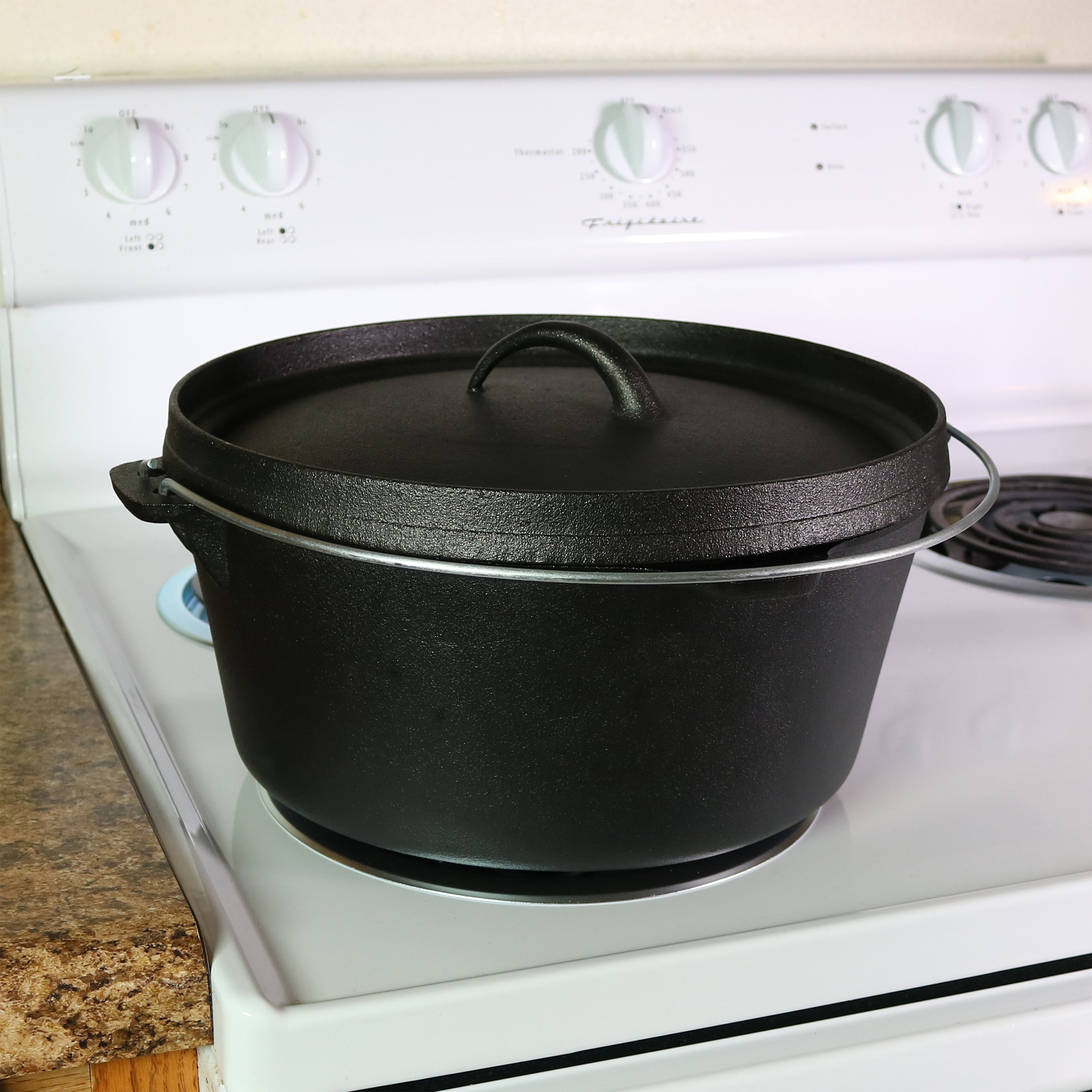  Sunnydaze Decor Large Pre-Seasoned Cast Iron Dutch Oven Pot with Lid and Handle - 8 qt - Black - Black - Bonton