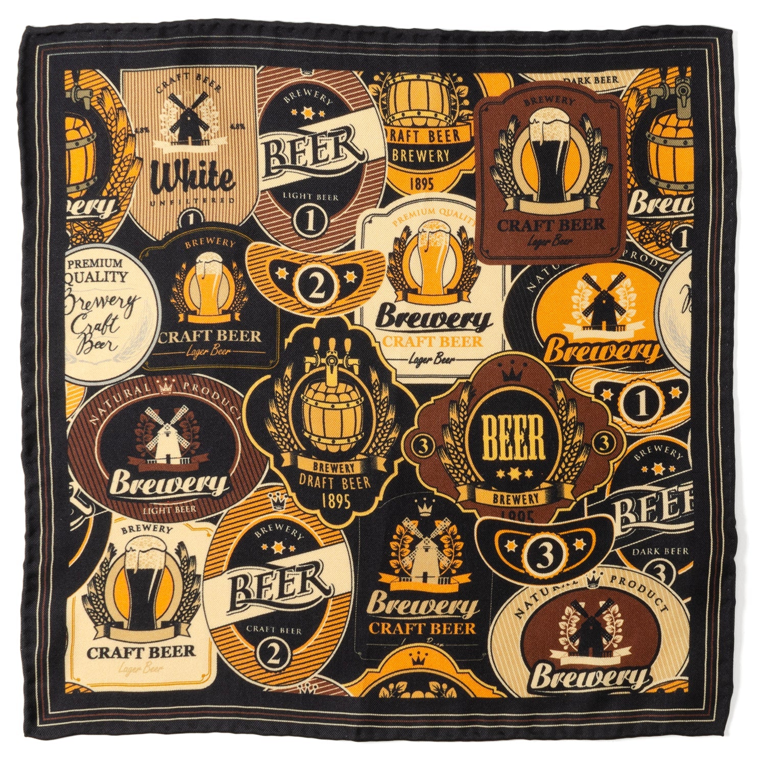  Cufflinks Beer Aficionado Black Multi Pocket Square - Default Title - Bonton