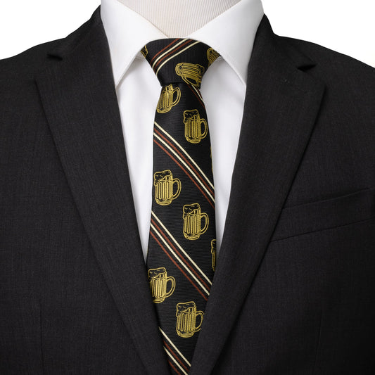 Beer Aficionado Black Striped Mens Tie