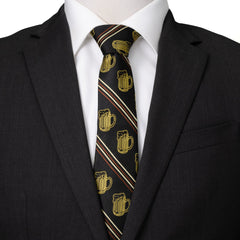 Beer Aficionado Black Striped Mens Tie