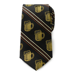 Beer Aficionado Black Striped Mens Tie