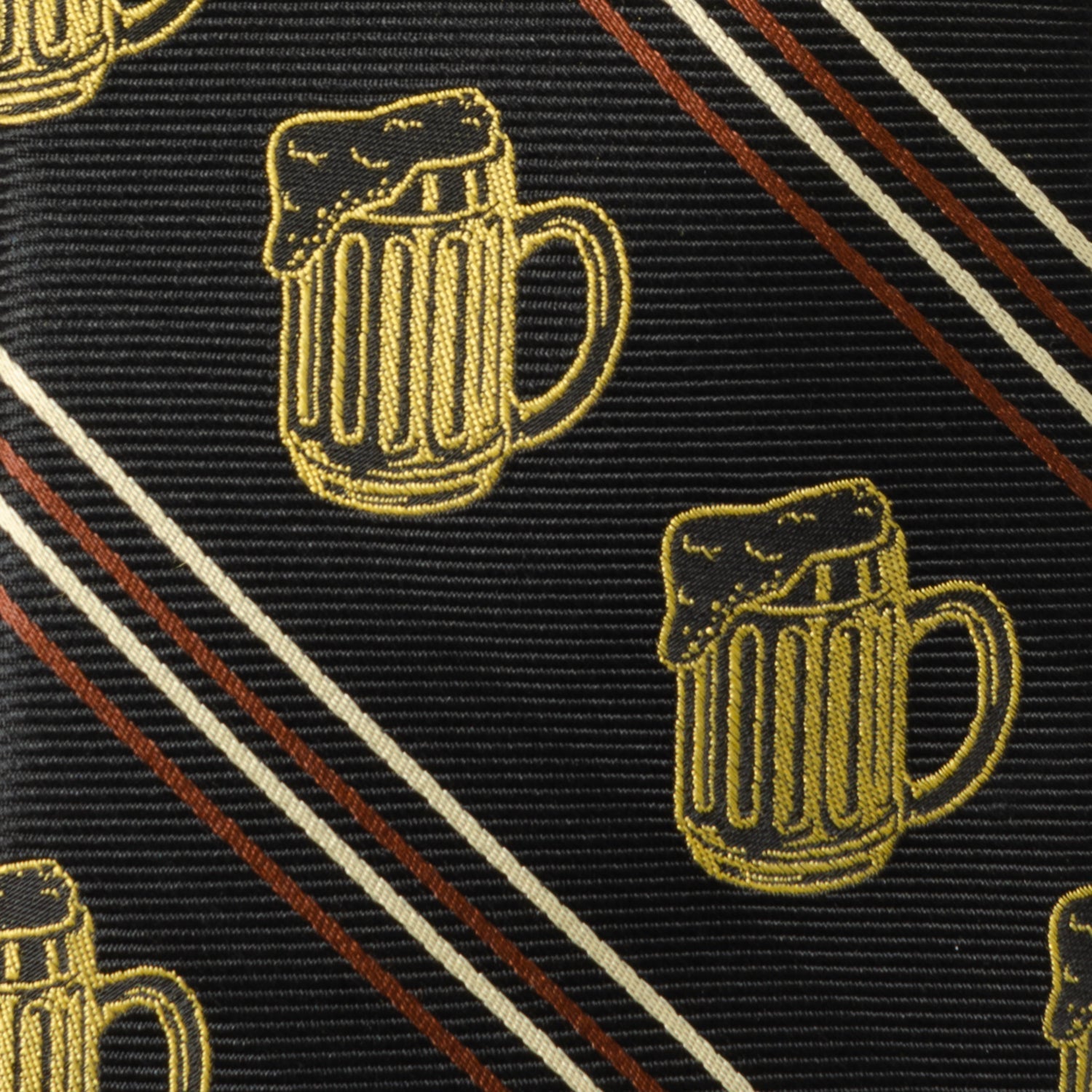  Cufflinks Beer Aficionado Black Striped Mens Tie - Default Title - Bonton