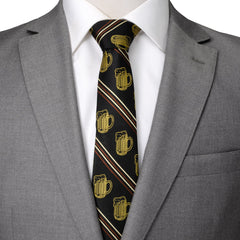 Beer Aficionado Black Striped Mens Tie