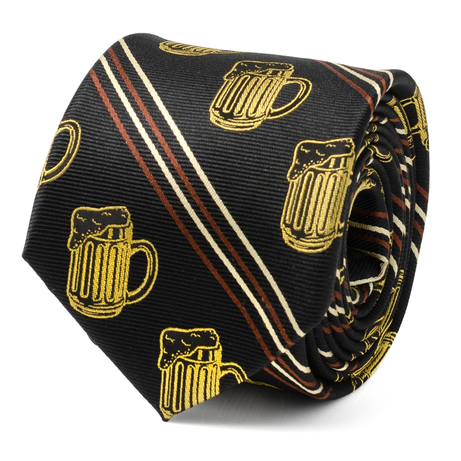  Cufflinks Beer Aficionado Black Striped Mens Tie - Default Title - Bonton