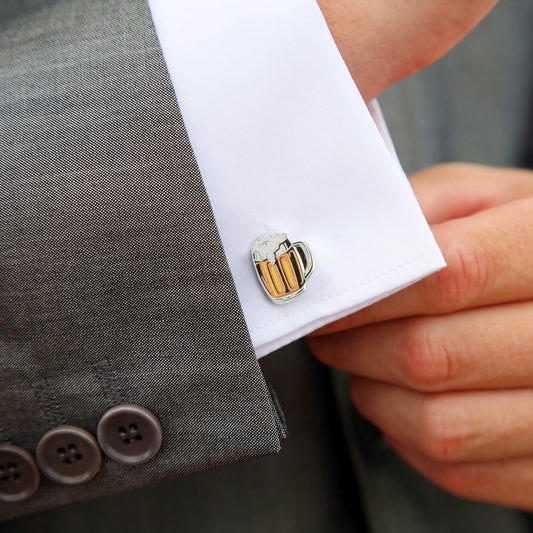 Beer Hidden Message Silver Cufflinks