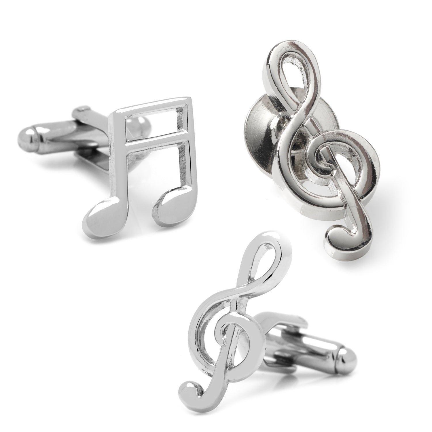  Cufflinks Music Notes Gift Set - Default Title - Bonton