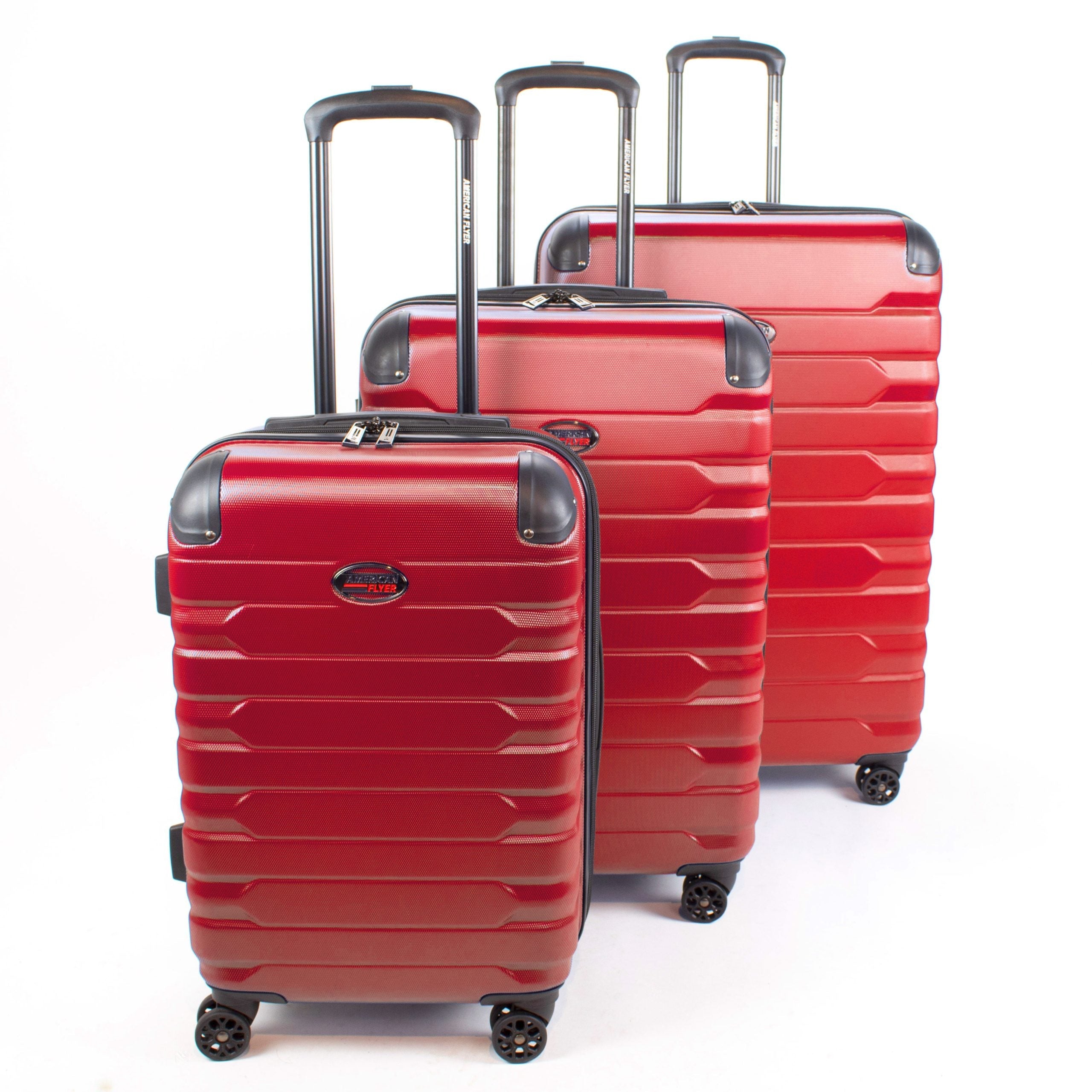  American Flyer American Flyer Mina 3-Piece Hardside Spinner Luggage Set - Red - Bonton