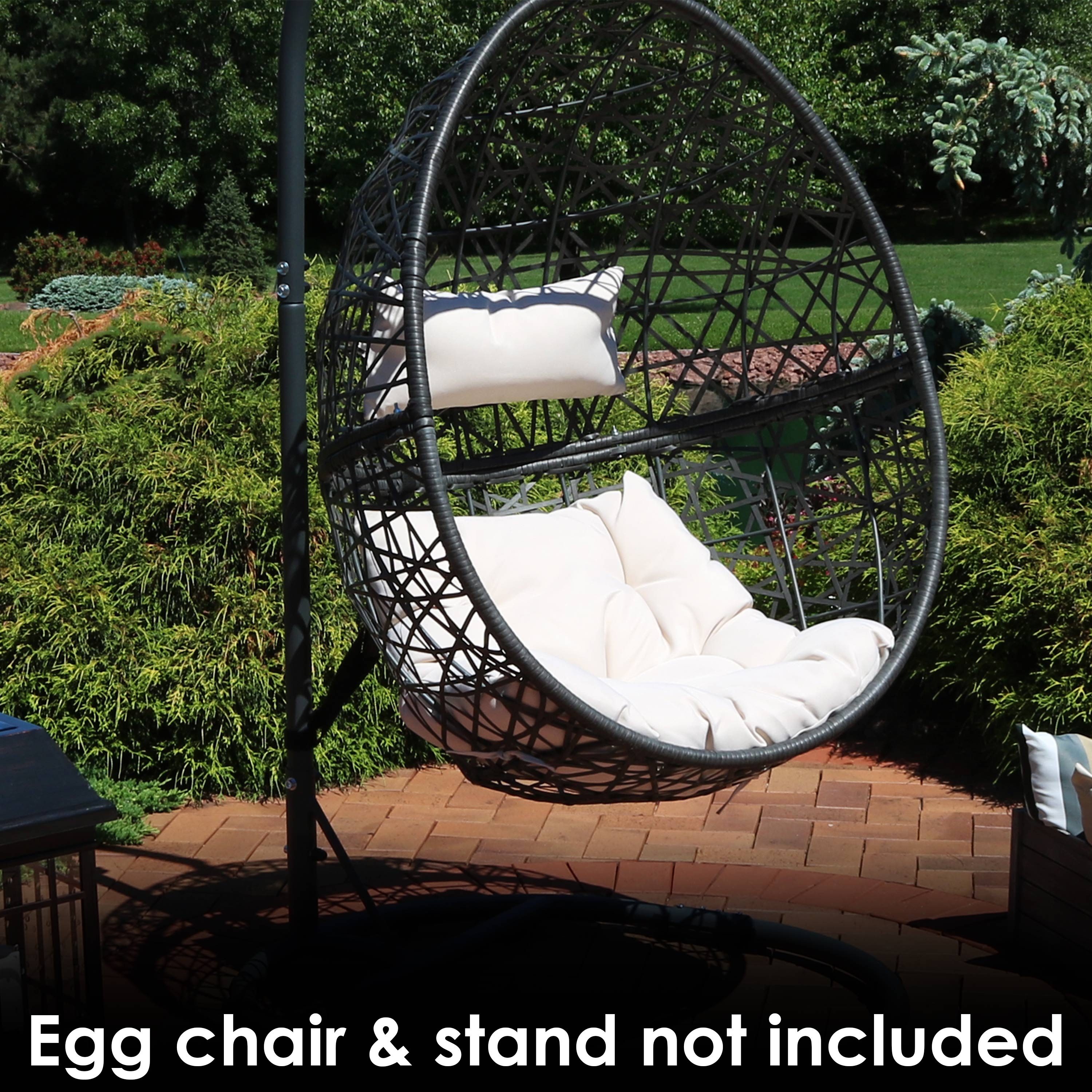  Sunnydaze Decor Caroline Hanging Egg Chair Cushion and Headrest Pillow 2 Piece Set - Gray - Bonton