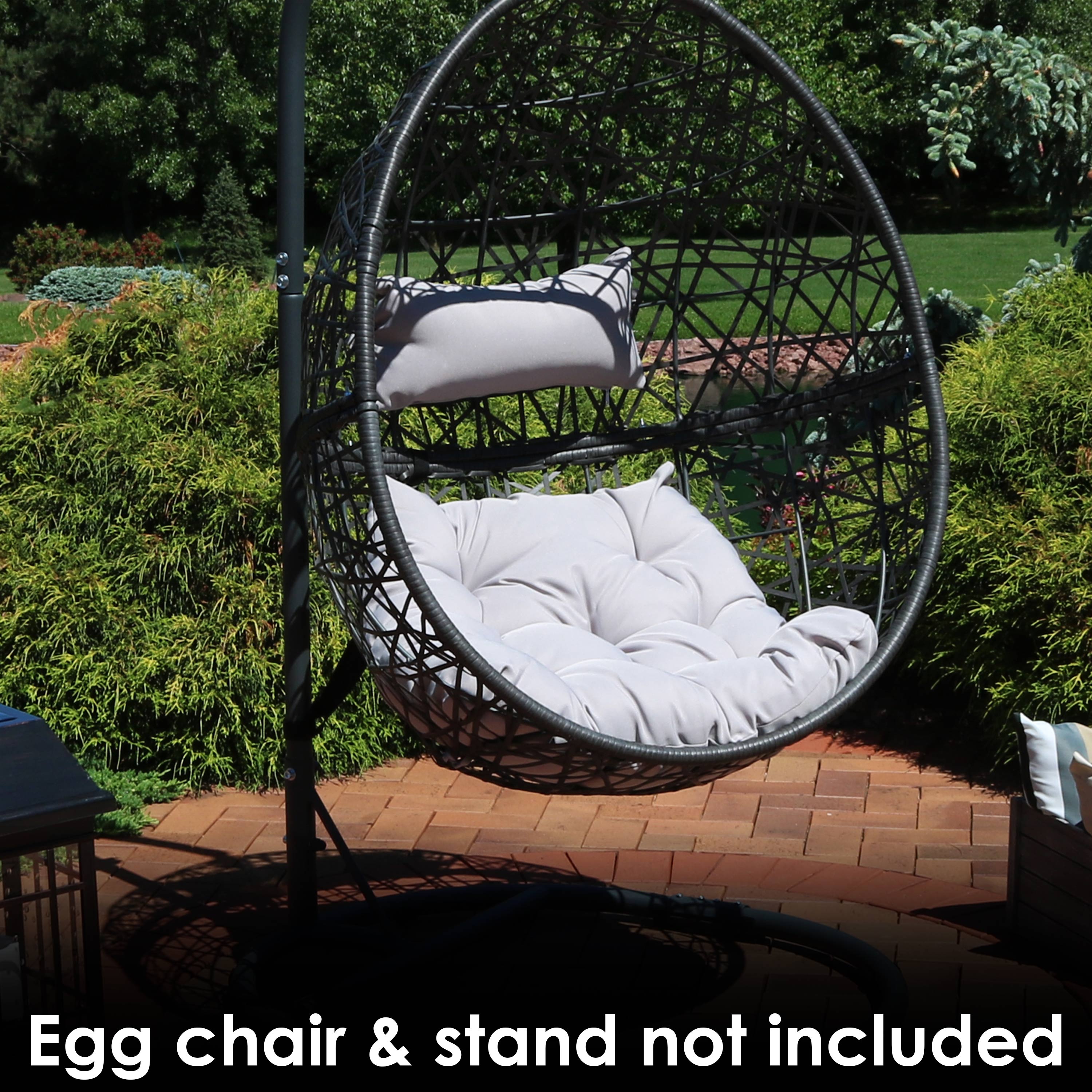  Sunnydaze Decor Caroline Hanging Egg Chair Cushion and Headrest Pillow 2 Piece Set - Beige - Bonton