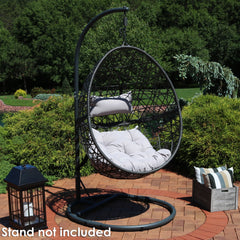 Caroline Lounge Hanging Basket Egg Chair with Cushions 2 Piece Set